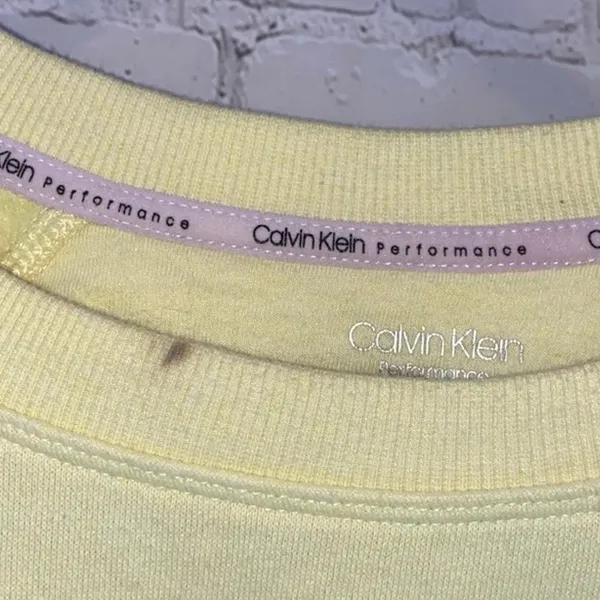 Calvin‎ Klein Performance Sweatshirt XL Distressed Yellow Athleisure Crewneck - Image 6