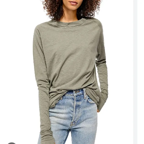 We The Free Arden Extra Long Cotton Top Washed Army‎ Green Long Sleeve Women XS - Image 3