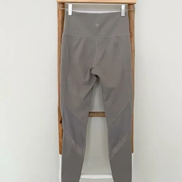 Athleta gray beige tan leggings mesh detail - Image 2