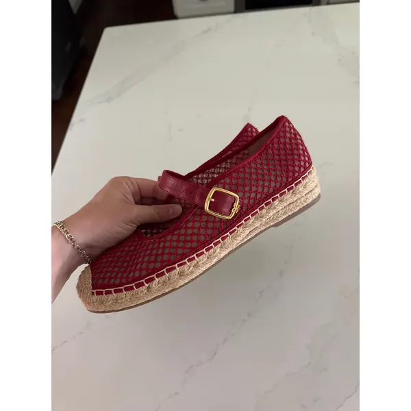 SAM EDELMAN Mackie Mesh Woven Espadrilles in Deep Scarlet Size 10.5 - Image 5