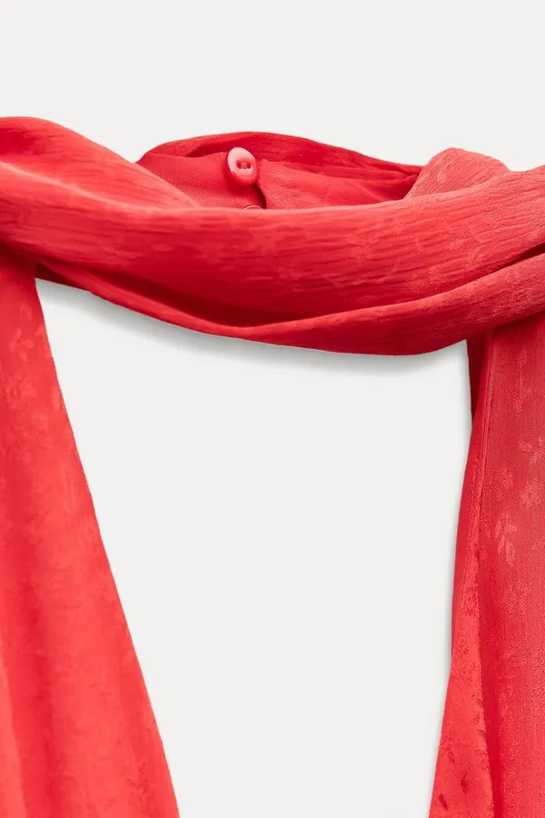 Zara midi dress Elegant Red Halter prom wedding cocktail party satin - Image 5