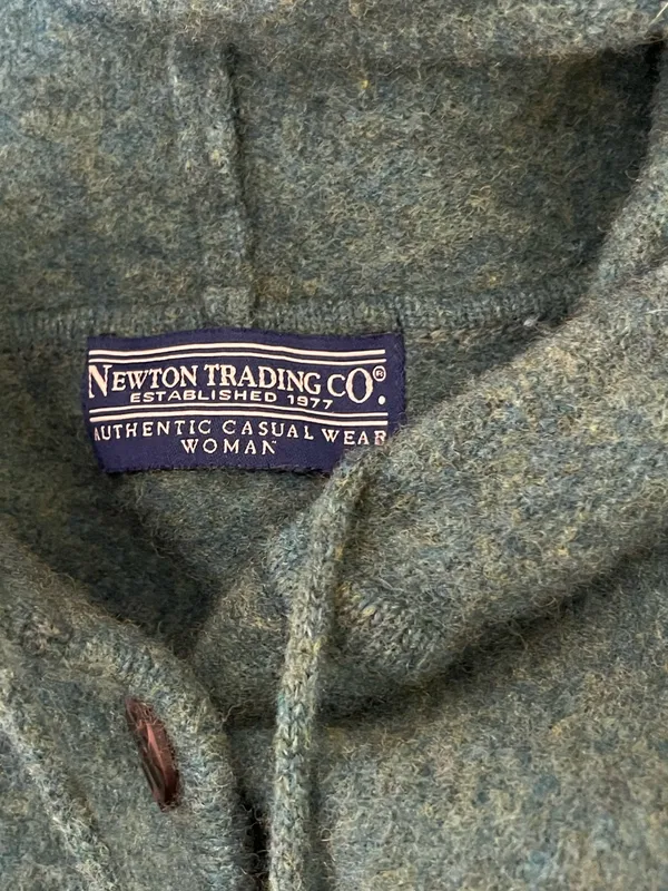 Newton Trading Co. Green 100% Lambswool Long Line Hooded Cardigan Size XL - Image 3