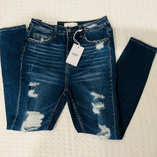 Vervet Haylie Women's Blue Denim Jeans NWT- Size 29 Distressed New #163 - Image 11
