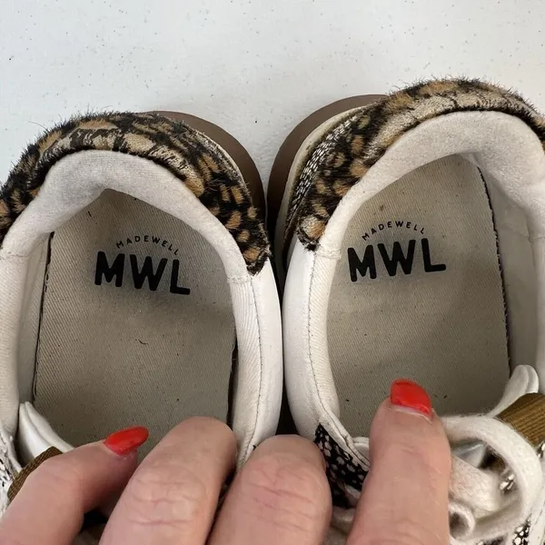 Madewell MWL Size 7.5 Kickoff‎ Trainer Sneaker Leather Calf Hair Lace Up Shoes - Image 7