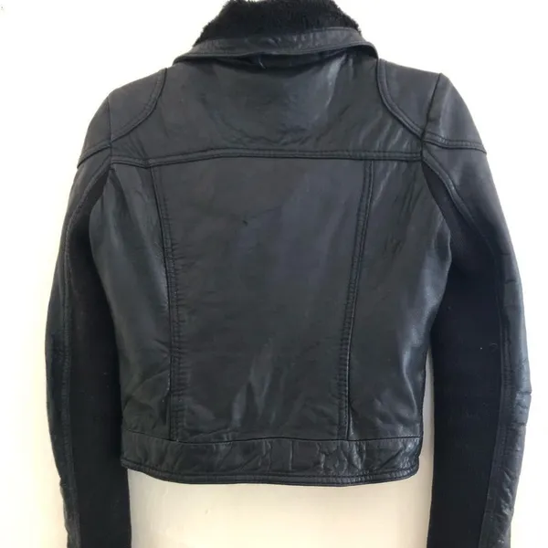 AQUA Leather Fur‎ Moto Jacket - Image 5
