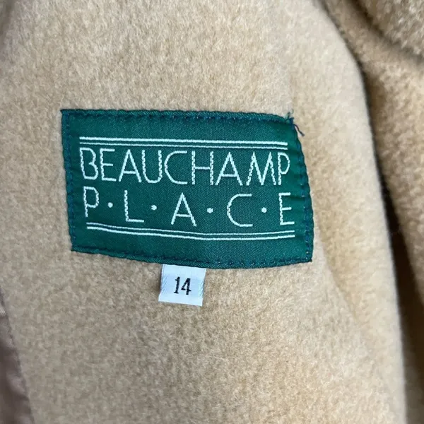 Vintage Beauchamp Place‎ Wool Coat Tan Size 14 - Image 6