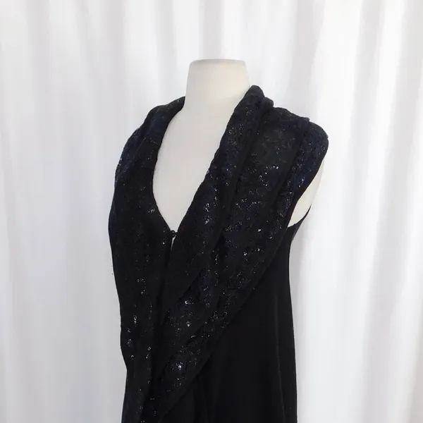 ALICE + OLIVIA Black Cascading Ruffled Knit Floral Lace Sweater Vest Cashmere XS - Image 5