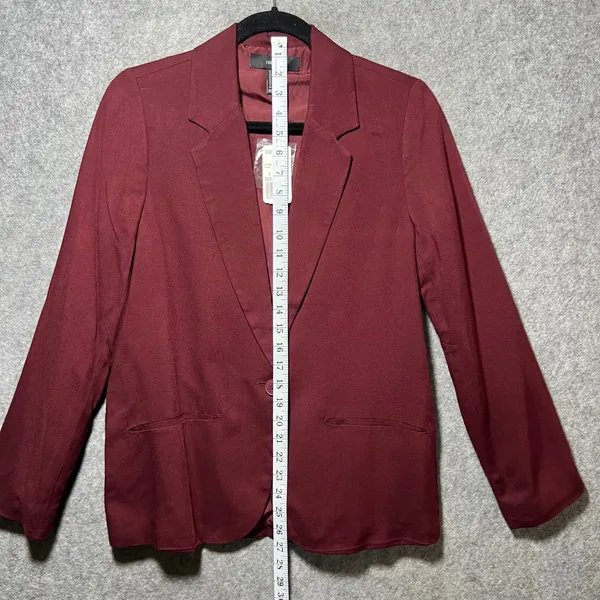 Forever 21‎ Blazer Jacket Wine Burgundy Single Button Small - Image 4