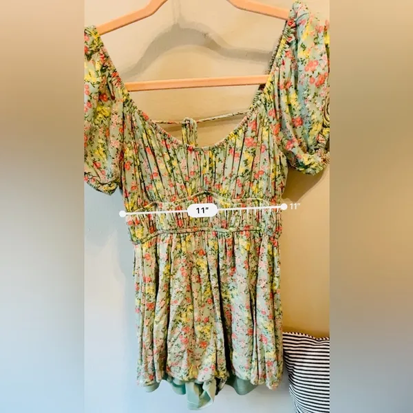 Altar’d State Green Floral Cutout Romper Lined XS NWOT - Image 14