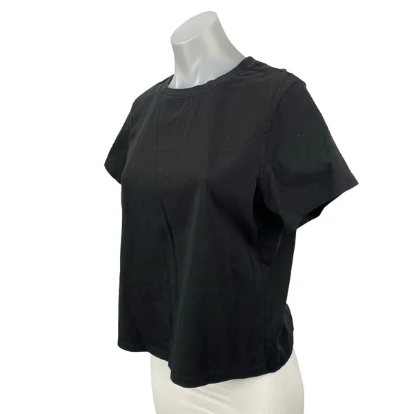 Quince Women's Black Short Sleeve Basic Casual Crew Neck T Shirt Tee Top Size M - Image 2