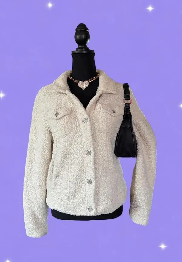 Vintage Y2K Mudd Faux Fur Sherpa McBling Jacket size large - Image 2