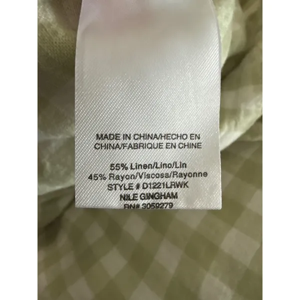 Weekend Los Angeles Green Gingham Linen Blend Ruched Side Slit Mini Dress M NWT - Image 5
