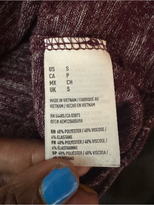 American Eagle Women's Marled burgundy wine red Zip-Front Hoodie crop top small - Image 8