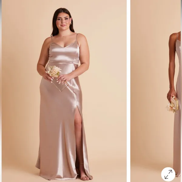 Birdy Grey Satin Taupe Jay Maxi Dress Medium - Image 3