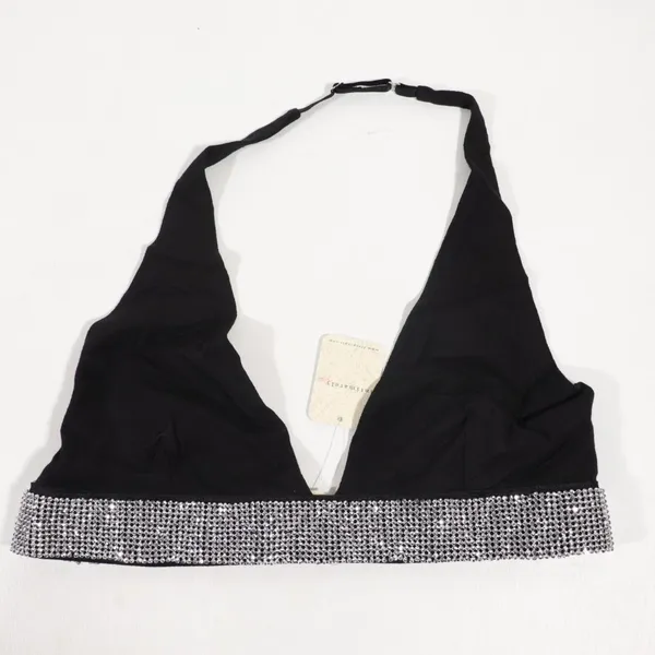 NWT Free People Of The Moment Halter Bralette in Black Size Medium - Image 3