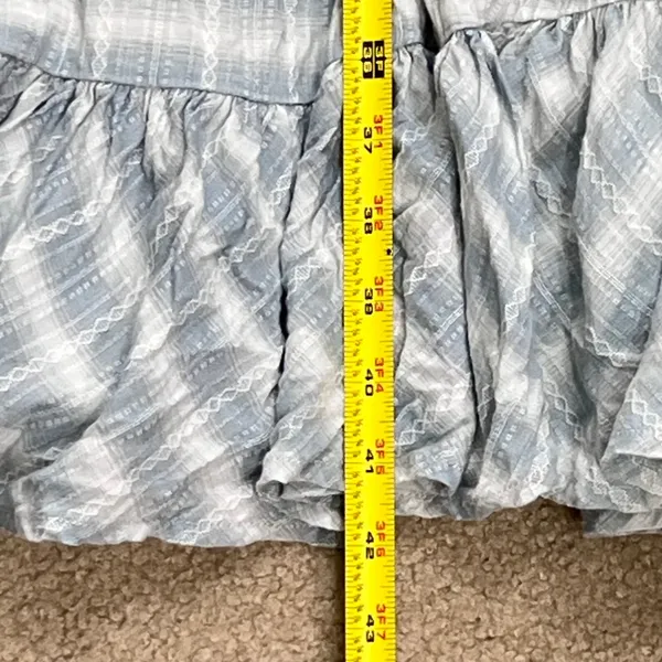 Storia Boho Cottagecore Plaid Ruffle Hem Sundress‎ Women Large Light Blue Cotton - Image 11