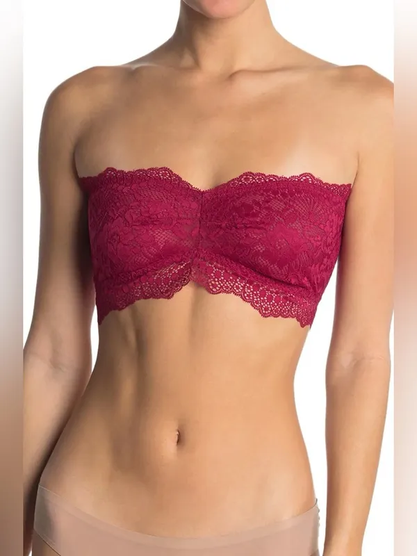 NWT Free People Intimately Lacey Looks Bandeau Bra Burgundy Lace Size Small - Image 2