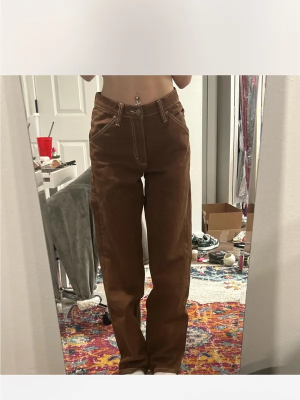 Brandy Melville John Galt Brown Carpenter Pants - Size S - Adjustable Waist - Image 6