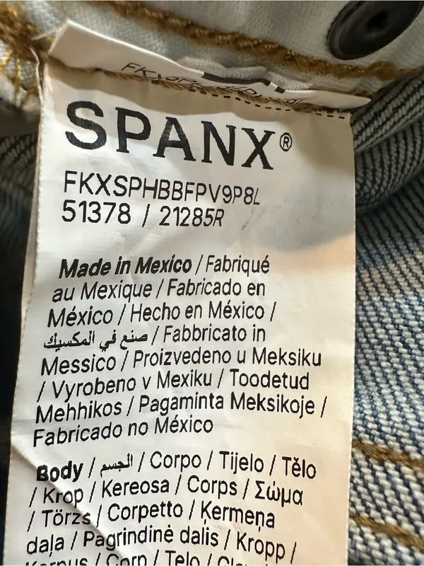 SPANX EveryWear Cropped Wide Leg Jeans in Stonewash Blue Size Large - Image 11