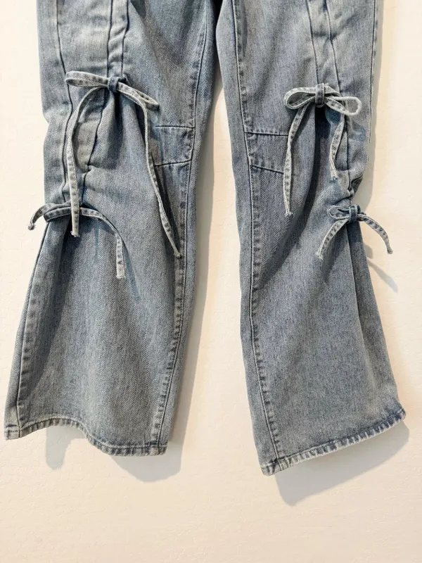 Aelfric Eden Cinched Bow Jeans Size 30 Baggy Wide Leg Streetwear Cyber Grunge - Image 5