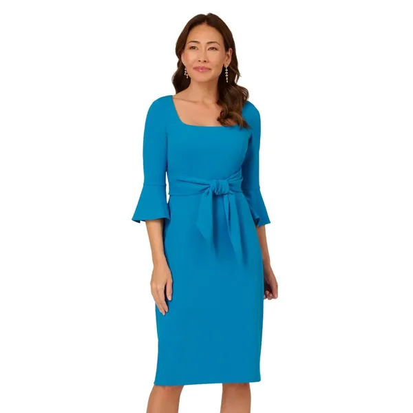 Adrianna Papell Womens Bell Sleeve Tie Front Dress Deep Cerulean Blue 4 - Image 6