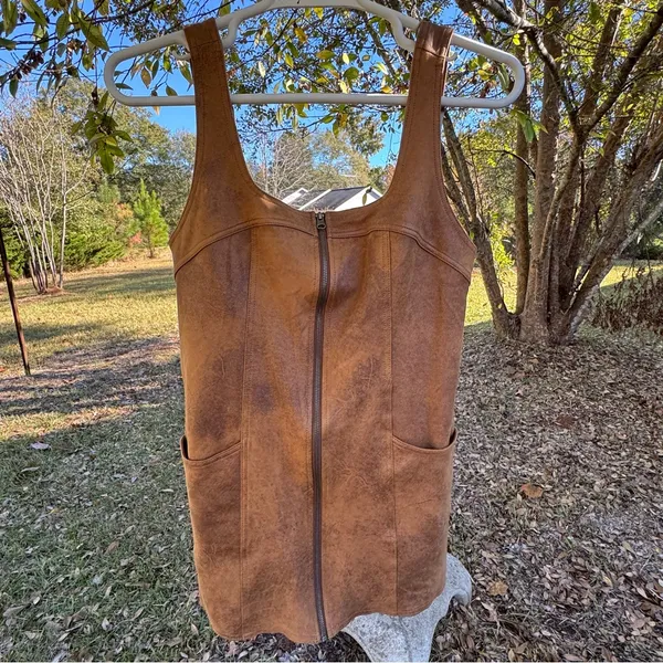 Free People Western Wind faux leather minidress Size Small - Image 2