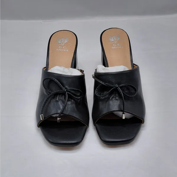 G.C. Shoes Adison Black Block Heel Mules Sz 8 Open Toe Slip On Sandal Chic Shoes - Image 6