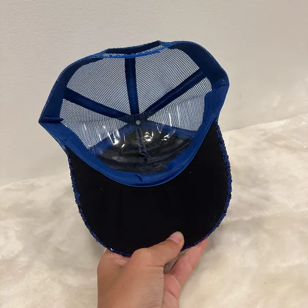 National Football League Detroit Lions Blue Sequin Baseball trucker hat, adjustable Cap! - Image 6