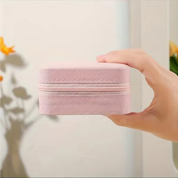 1pc Mini Jewelry Box, Portable Jewelry Storage Box, PU Leather‎ Small Organizer - Image 4