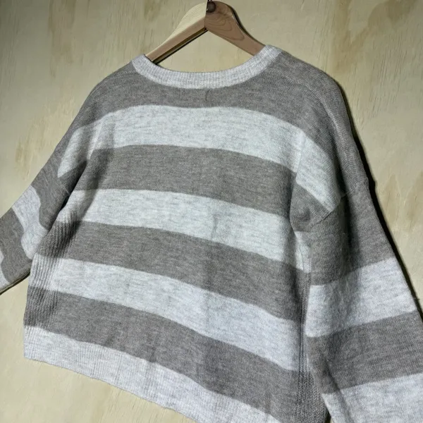 Altar'd State Striped Cropped Sweater Women's Small V Neck Soft Knit Pullover - Image 8