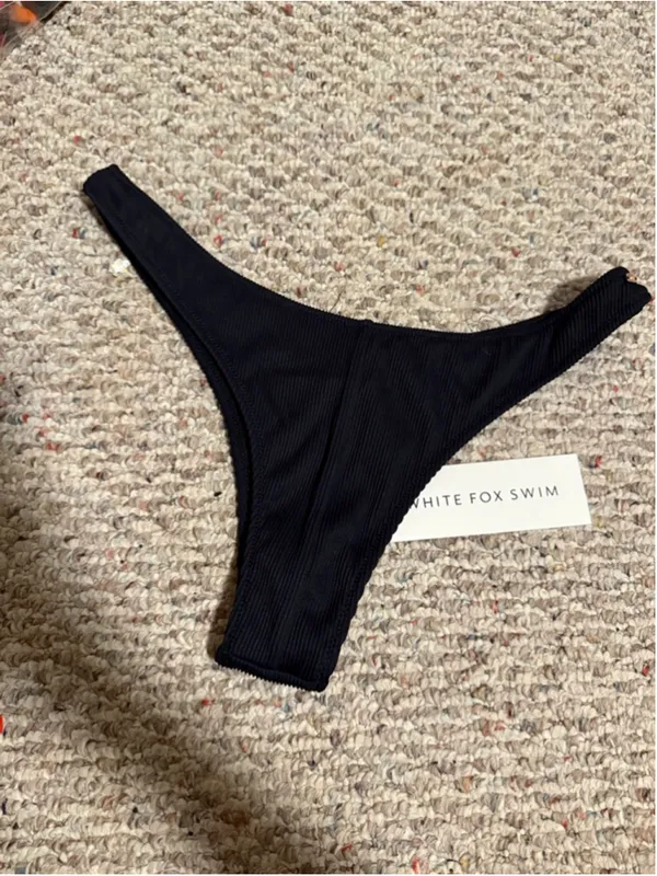 NWT White Fox Boutique Del Marco Bikini Bottom Black Ribbed- Size XL - Image 10
