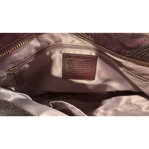 Coach‎ Inlaid C Brooke Purple Leather Suede Hobo Tote Bag 14506 Gold Hardware - Image 4
