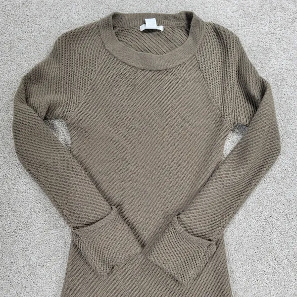 Design History Sweater Dress Womens L Brown Rib Angle Knit Pull On Midi Casual - Image 2