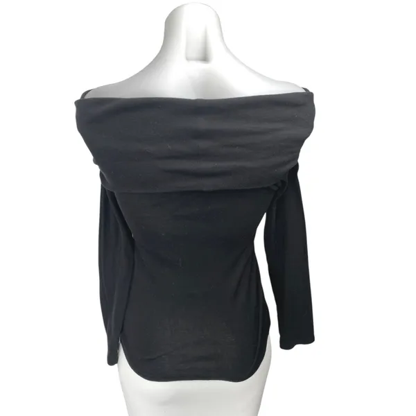 Zara Women's Black Off The Shoulder Long Sleeve Sweater Knit Blouse Top Size L - Image 2