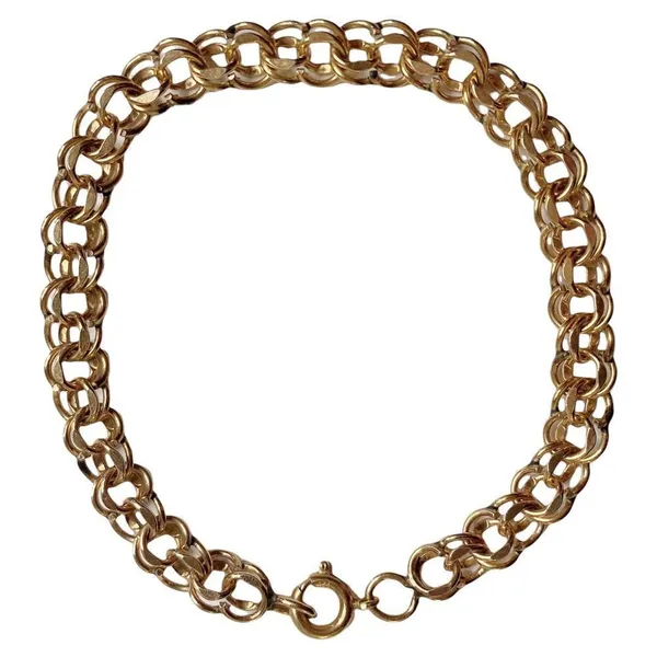 Yellow Gold Filled Double Rollo Great for‎ Charms Link Chain Bracelet - Image 3