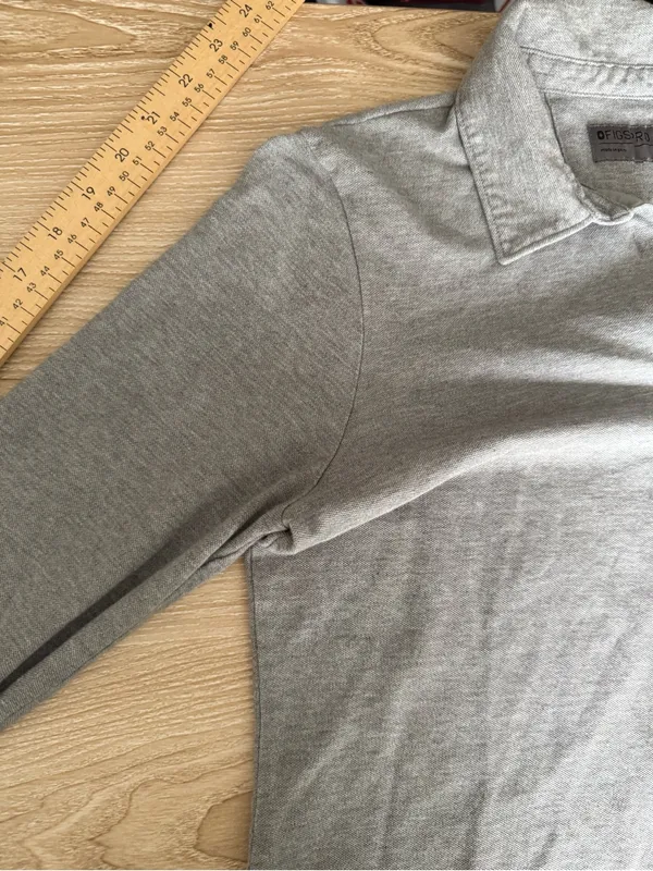 Figs Women's Medium Henley Polo Shirt Light Gray Pima Cotton - Image 7