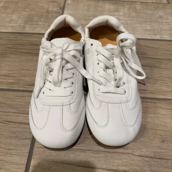 Split Cow Leather Sneakers Flat Trainers Flat shoes Round Toe Runners Casual - Image 2