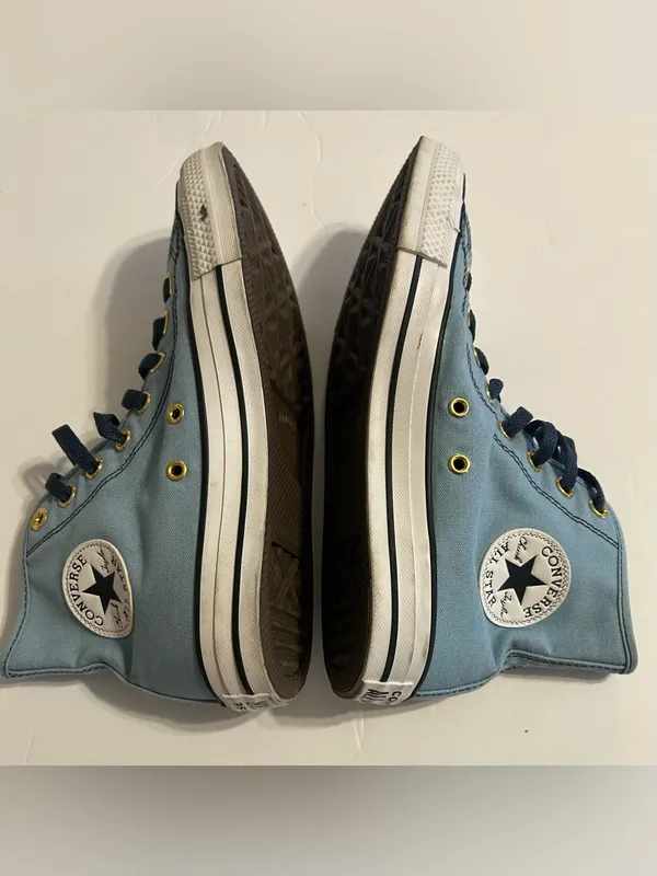 Converse High-Top Sneakers in Light Blue, Navy, and White - Image 4