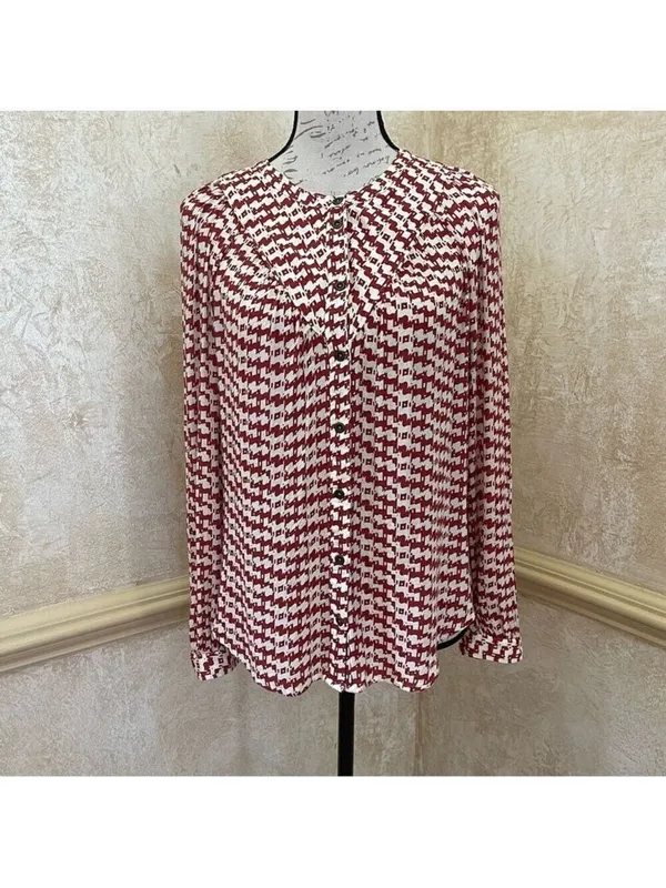 Maeve Anthropologie Avignon Scotty Dog Print Dark Academia Office Siren Blouse M - Image 2