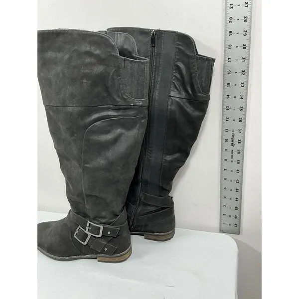 Womans Torid Otk Distressed Boots Size 9 W Black Side Zip Round Toe - Image 4