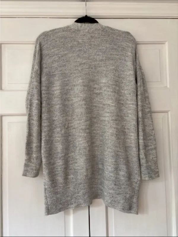 Abercrombie & Fitch Gray 100% Cotton Oversize Open Front Cardigan Sweater Medium - Image 8