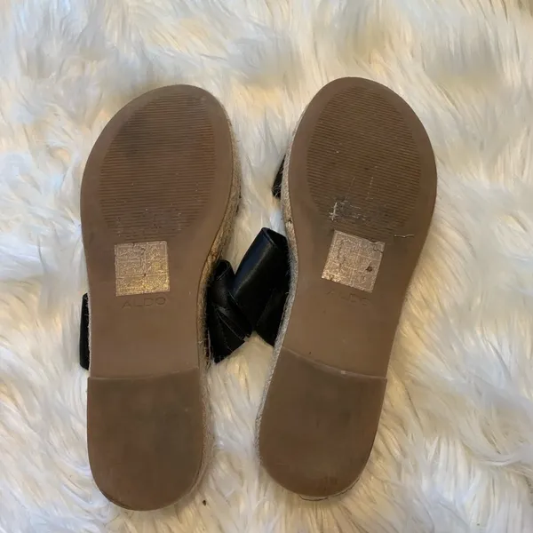 Aldo Women's Size 8 Espadrille Slide Sandals Double Strap Black Slip On Platform - Image 6