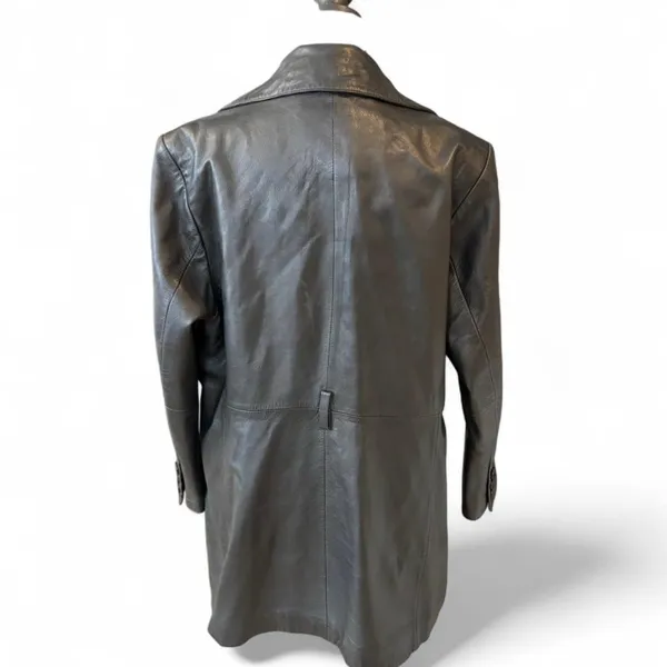 Wilson’s Leather Vintage Pelle Studio Black‎ Leather Trench Coat Double Breasted Women’s - Image 3