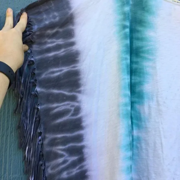 NWT Free People Tie Dye Fringe Batwing Short Sleeve Tee Blouse Top Blue Shirt - Image 3