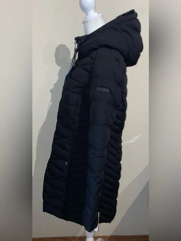 Nautica NWT Women Size M Black Hooded Puffer Jacket Coat Water Resistant Stretch - Image 14