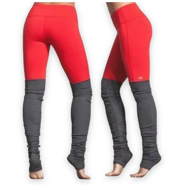 ALO Yoga GODDESS WOMENS XS # 87370 Coral‎ and grey (charcoal) Leggings Dance - Image 2