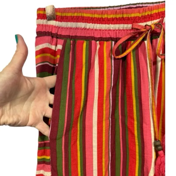 BCBG BCBGeneration‎ Striped Wide Leg Tassel Drawstring Pants M Red Size M - Image 10