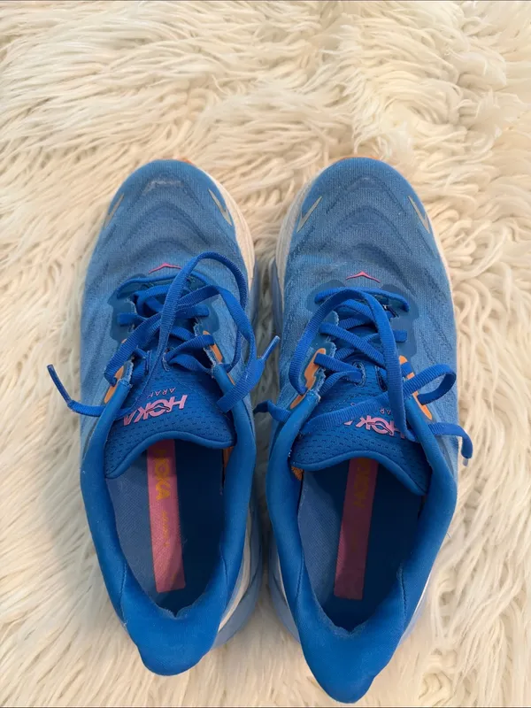 Hoka Blue Running Shoes with Pink Logo and Orange Accents in fair/ good condi - Image 10