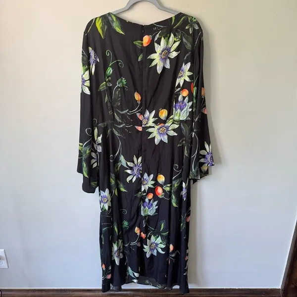 New! Gabriella Rossetti Lucrezia Black Floral Midi‎ Dress Size 14 - Image 7