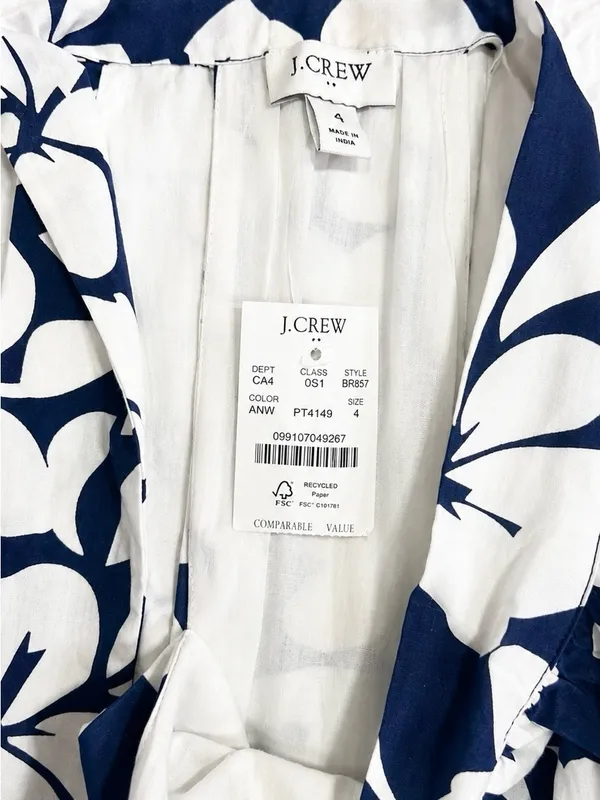 J. Crew Navy and White Floral Halter Dress NWT - Image 6